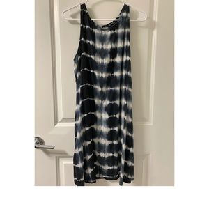 Black marble white knee length dress